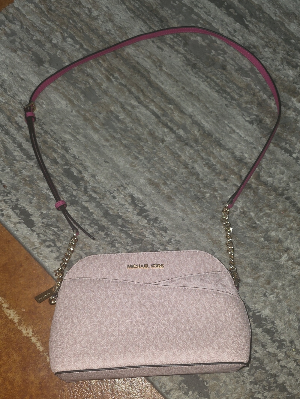 Michael Kors Blush Pink Crossbody with Gold Chain Strap
